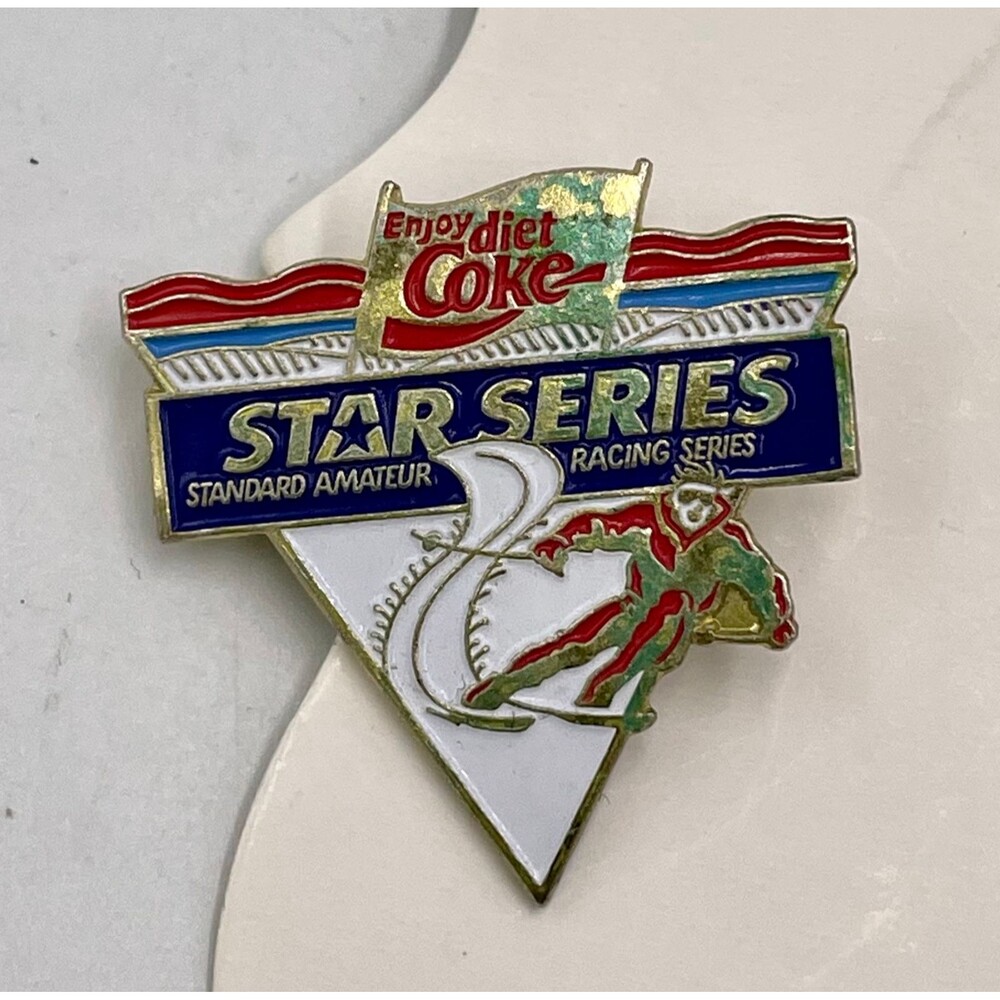 Vintage Collectible Diet Coke Star Series Enamel Pin Back Lapel Ski Sport Color
